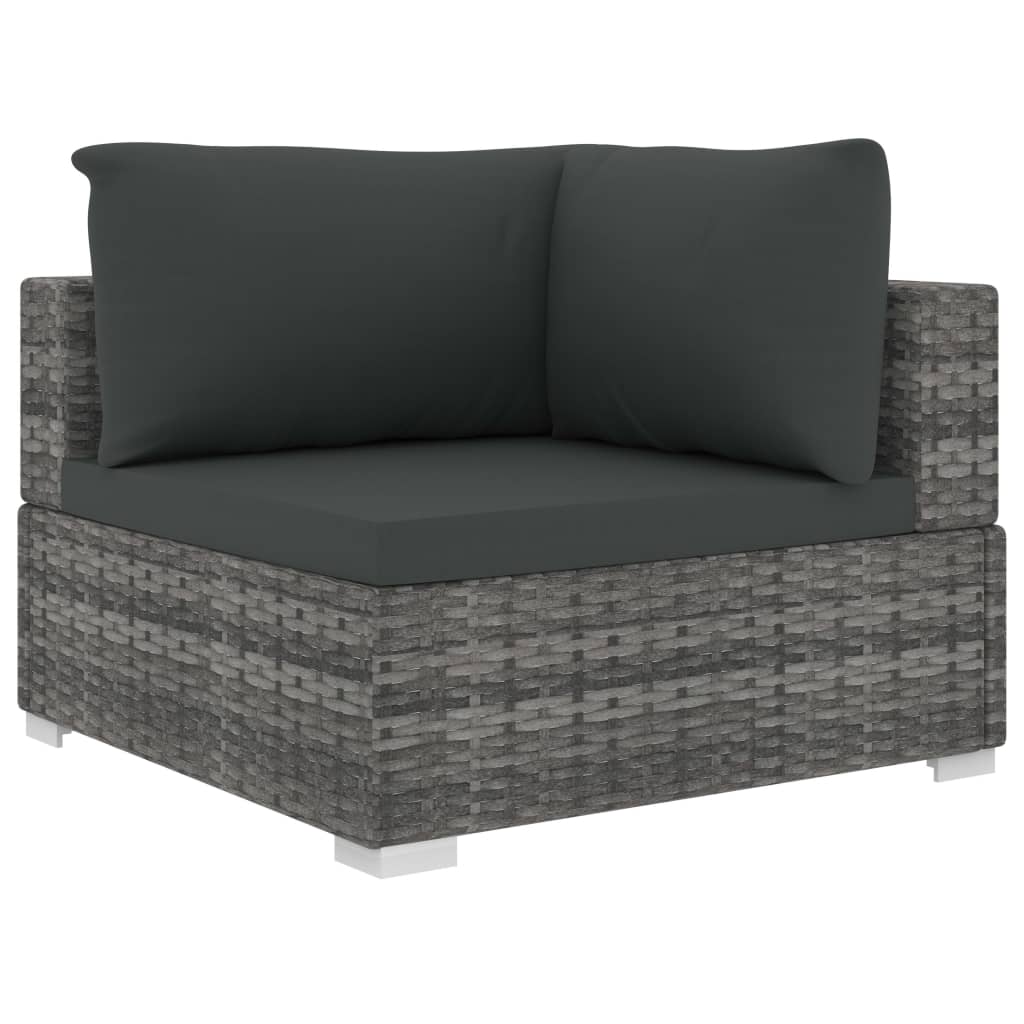 Salon de jardin 5 pcs avec coussins résine tressée gris - XIOS