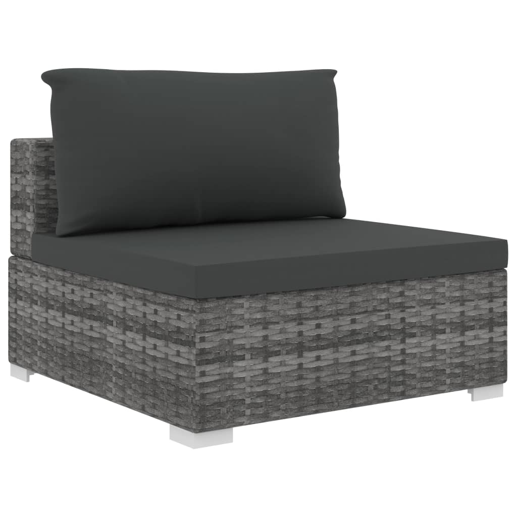 Salon de jardin 5 pcs avec coussins résine tressée gris - XIOS
