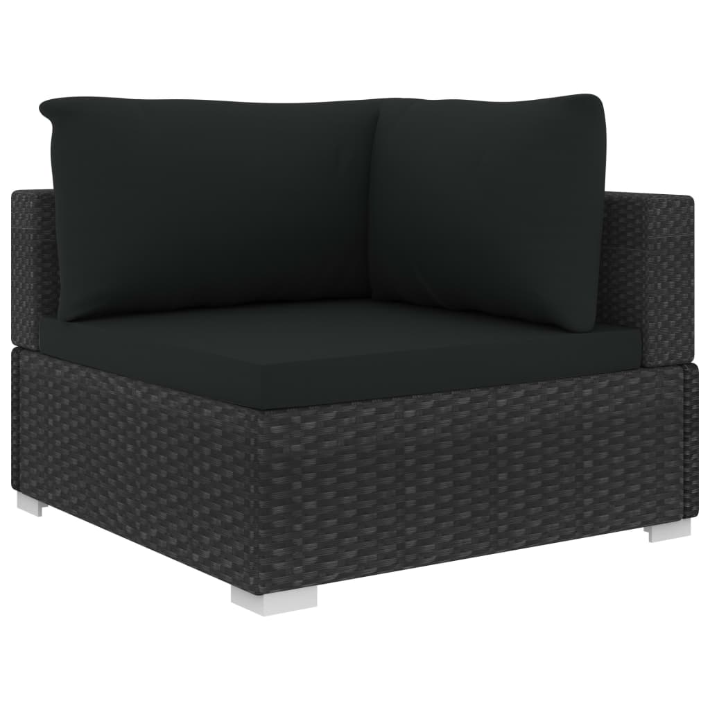 Salon de jardin 5 pcs avec coussins résine tressée noir - XIOS