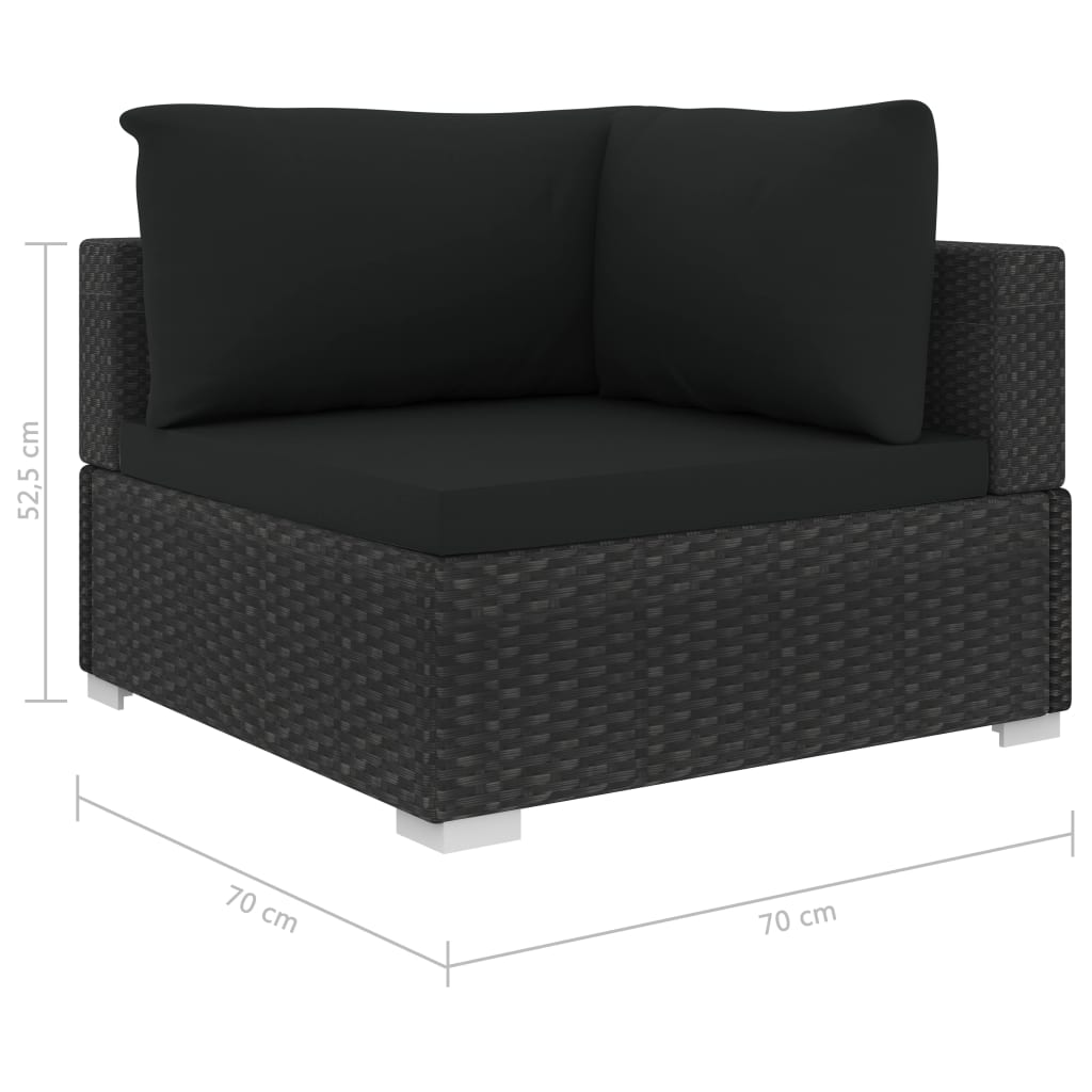 Salon de jardin 5 pcs avec coussins résine tressée noir - XIOS