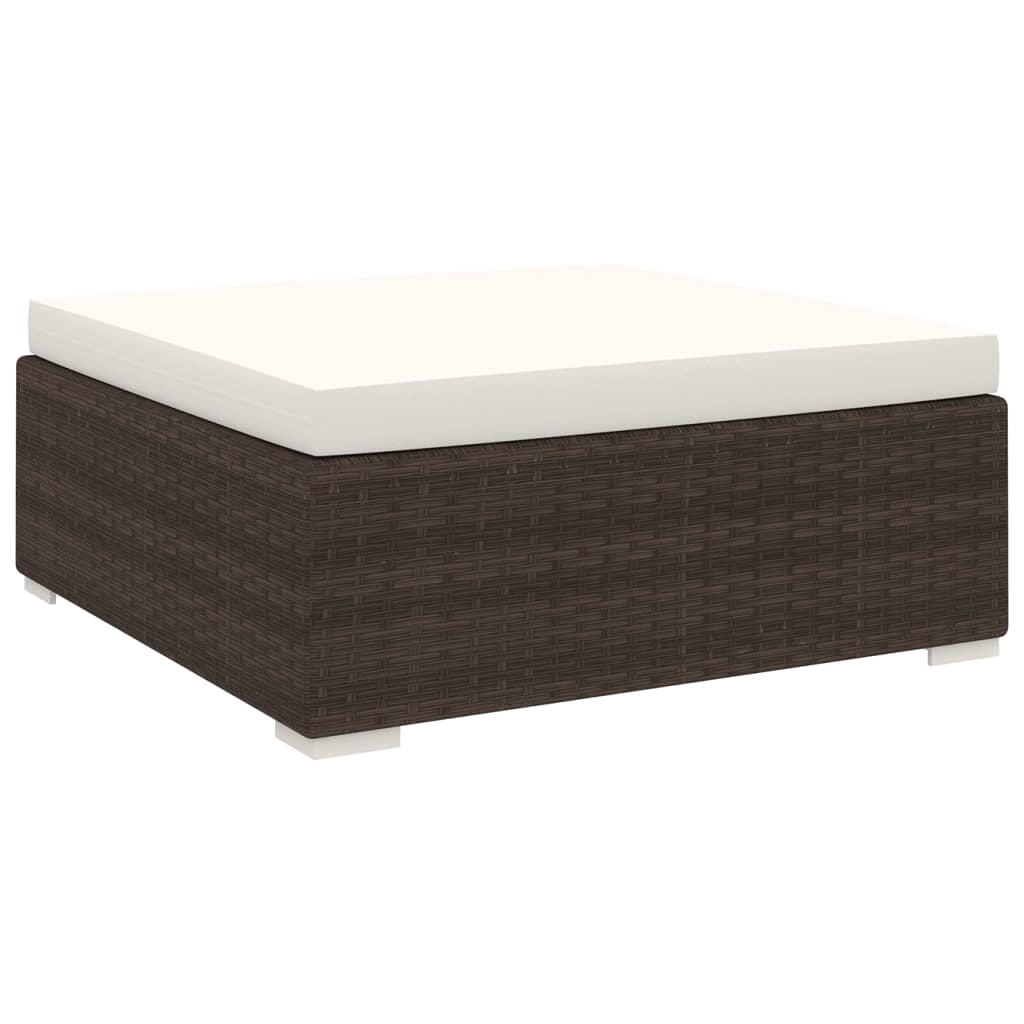 Repose-pied sectionnel 1 pc avec coussin Résine tressée Marron Éléments pour canapés modulables de jardin vidaXL