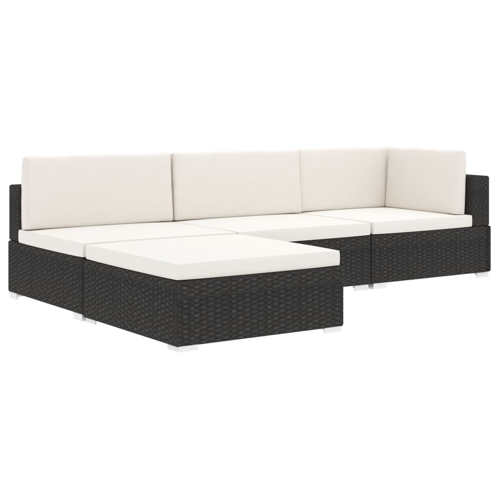 Repose-pied sectionnel 1 pc avec coussin Résine tressée Marron Éléments pour canapés modulables de jardin vidaXL