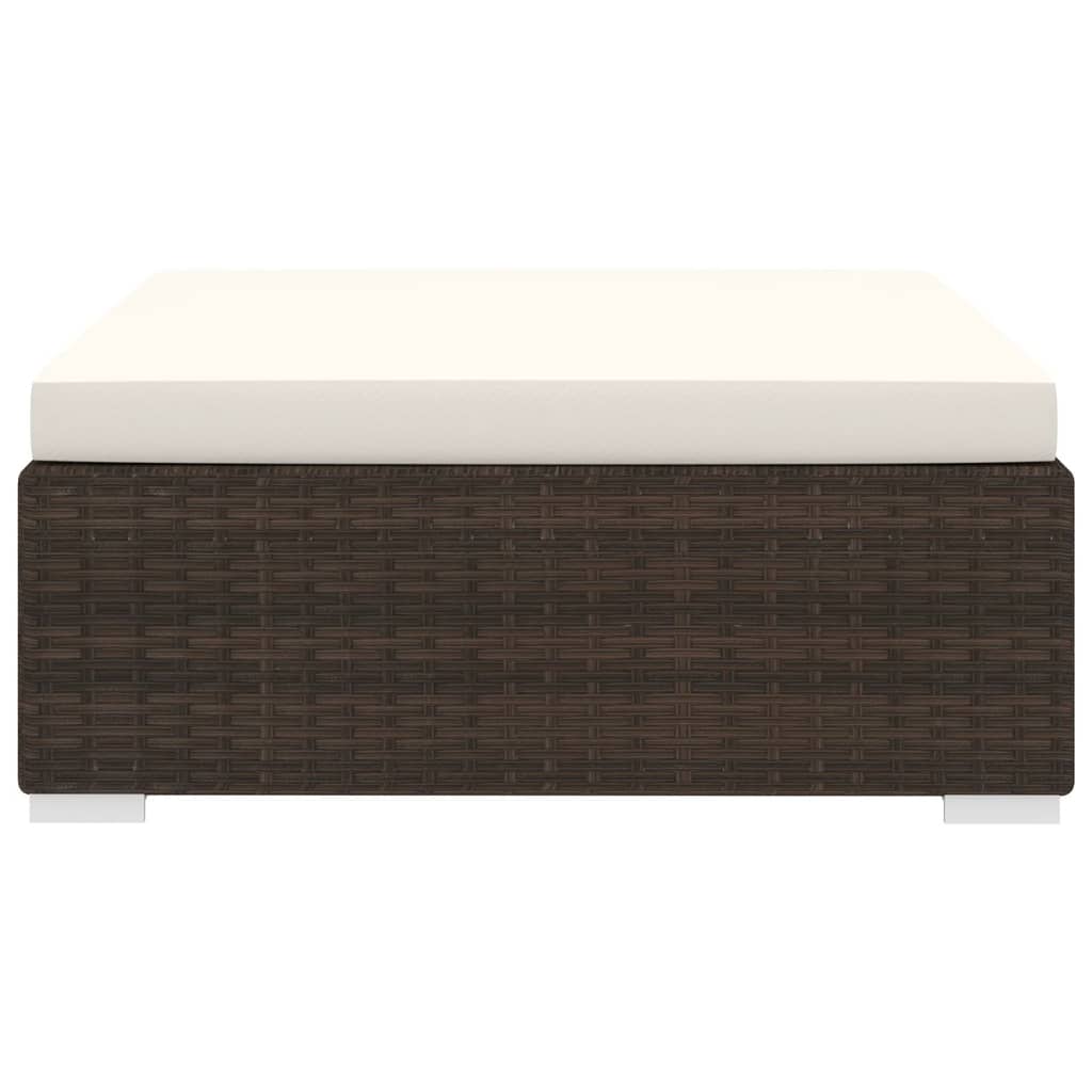 Repose-pied sectionnel 1 pc avec coussin Résine tressée Marron Éléments pour canapés modulables de jardin vidaXL