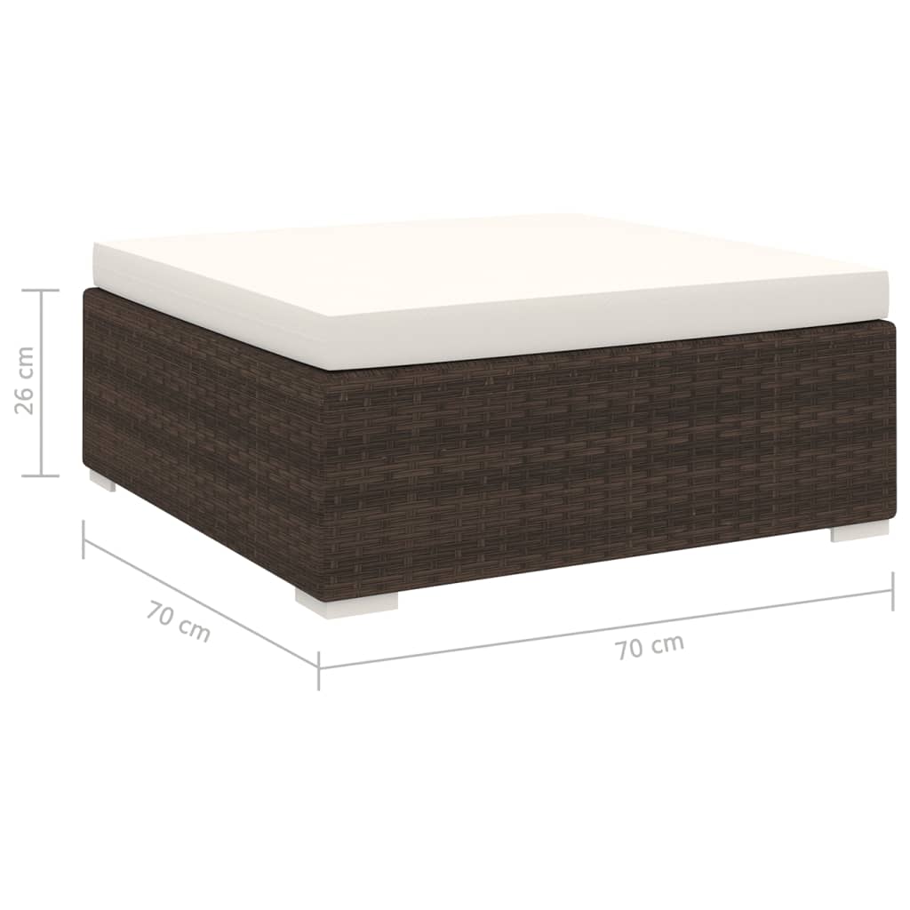 Repose-pied sectionnel 1 pc avec coussin Résine tressée Marron Éléments pour canapés modulables de jardin vidaXL