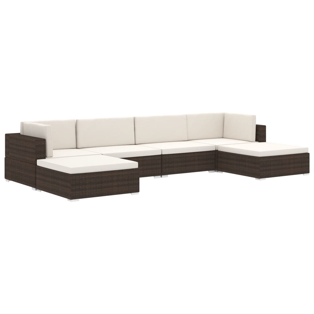 Repose-pied sectionnel 1 pc avec coussin Résine tressée Marron Éléments pour canapés modulables de jardin vidaXL