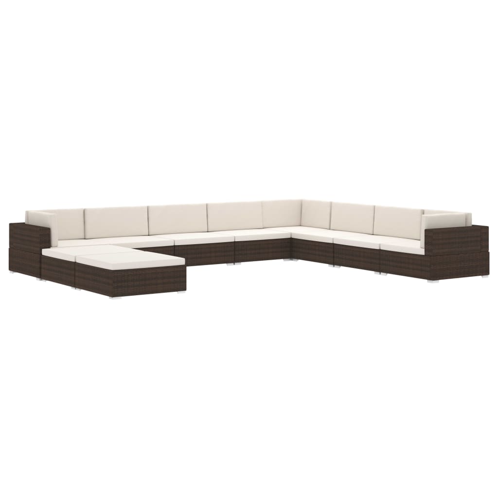 Repose-pied sectionnel 1 pc avec coussin Résine tressée Marron Éléments pour canapés modulables de jardin vidaXL