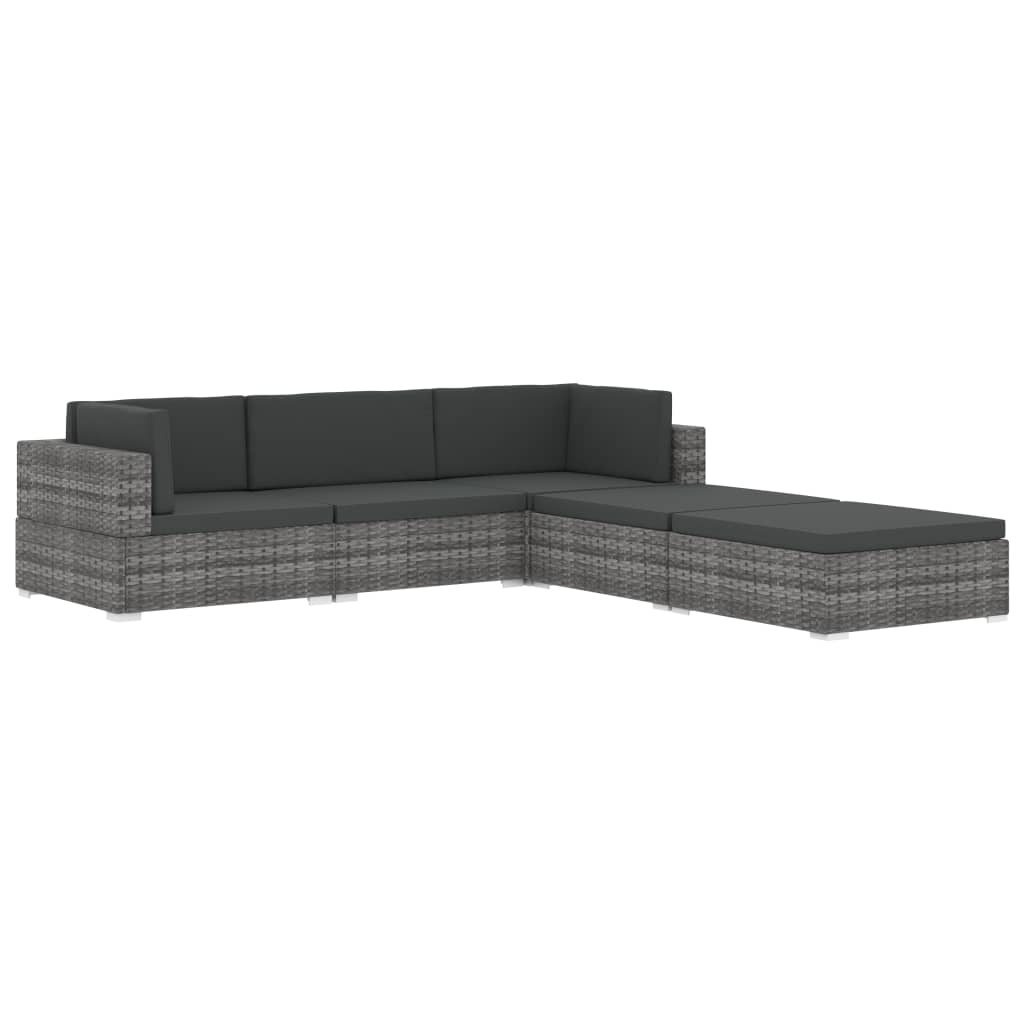 Repose-pied sectionnel 1 pc avec coussin Résine tressée Marron Éléments pour canapés modulables de jardin vidaXL