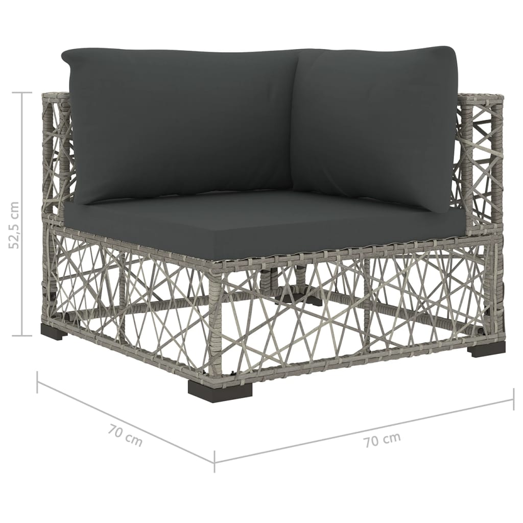 Salon de jardin 6 pcs avec coussins résine tressée gris - XIOS