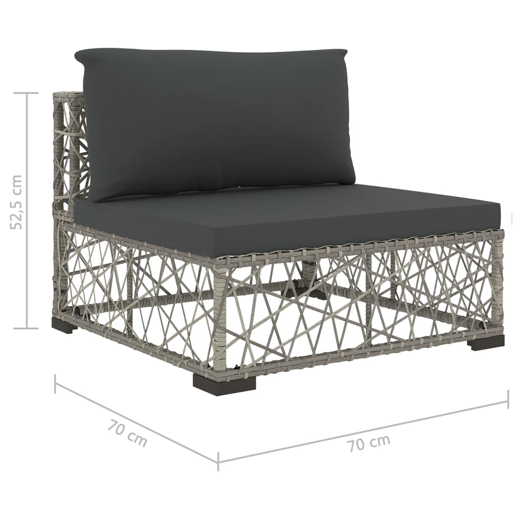 Salon de jardin 6 pcs avec coussins résine tressée gris - XIOS