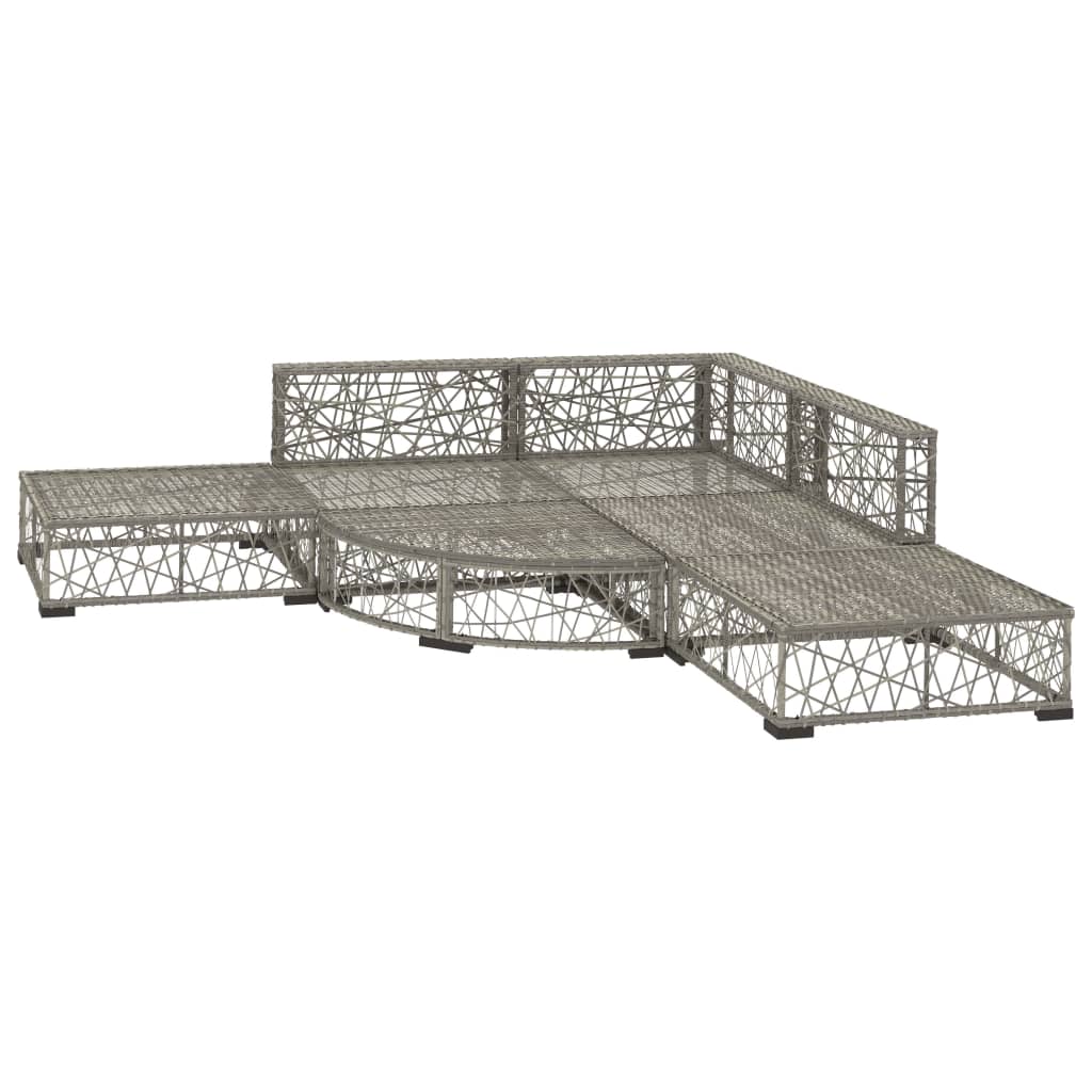 Salon de jardin 6 pcs avec coussins résine tressée gris - XIOS