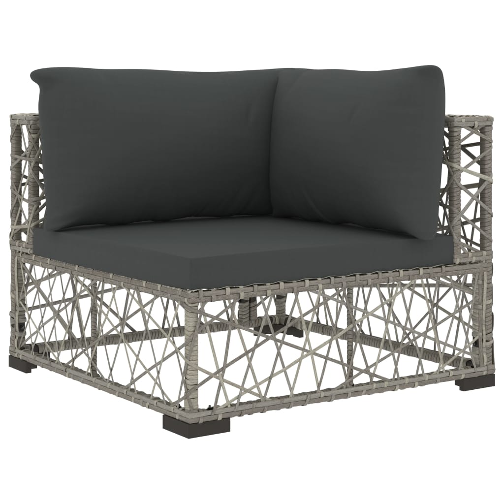 Salon de jardin 6 pcs avec coussins résine tressée gris - XIOS