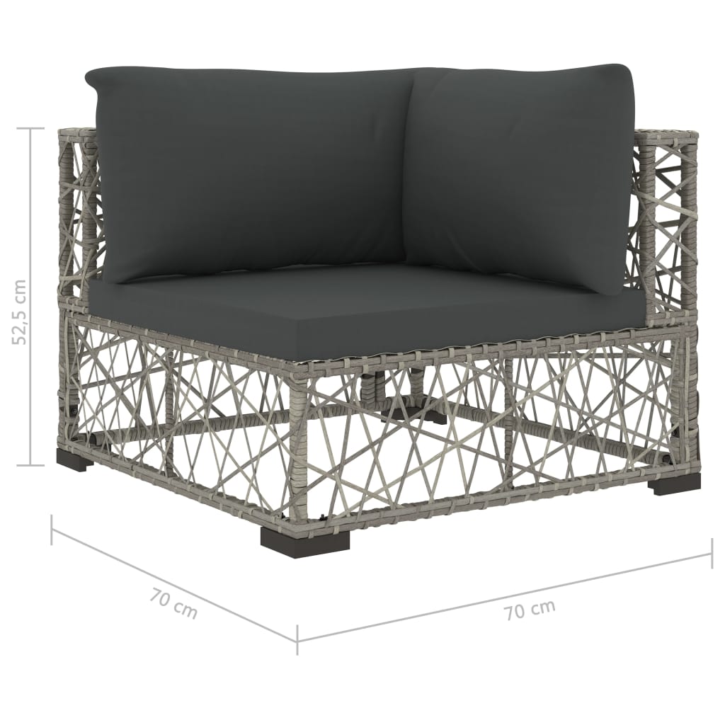 Salon de jardin 6 pcs avec coussins résine tressée gris - XIOS