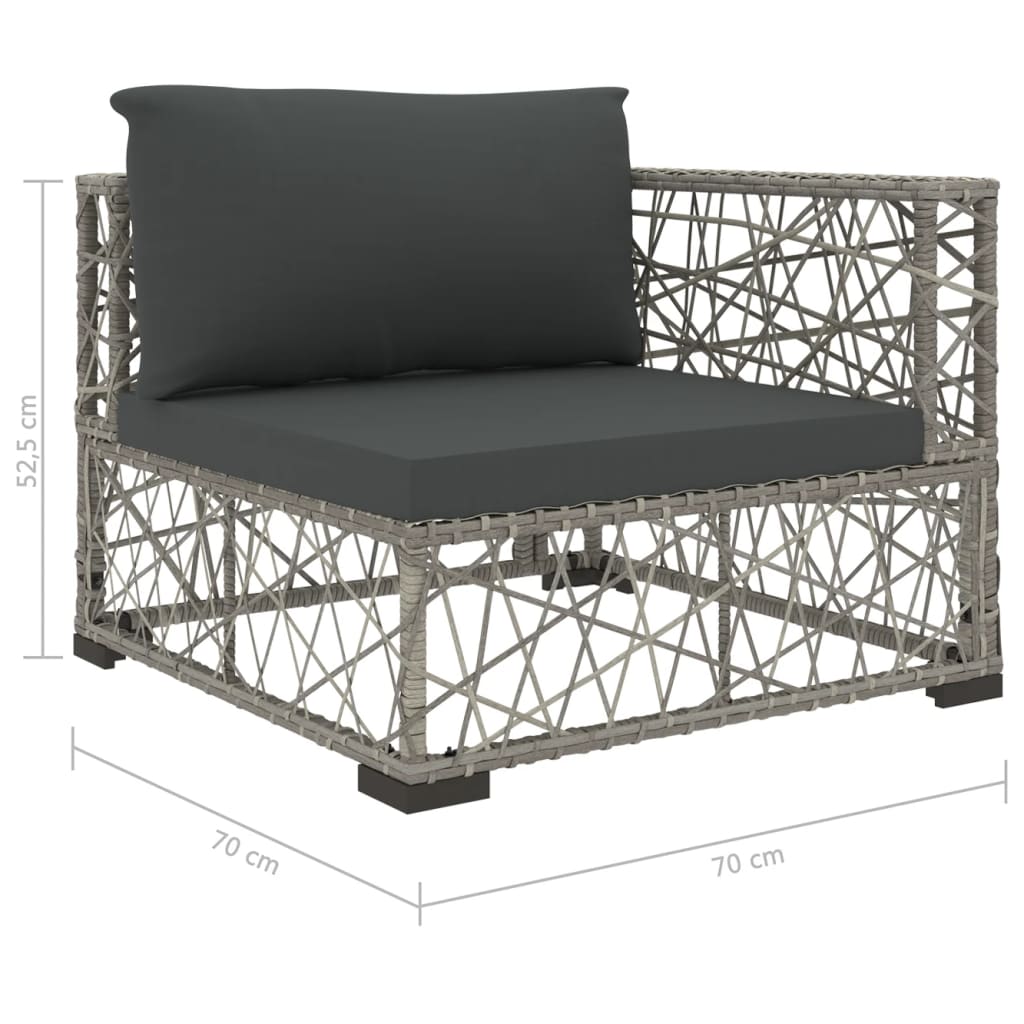 Salon de jardin 6 pcs avec coussins résine tressée gris - XIOS
