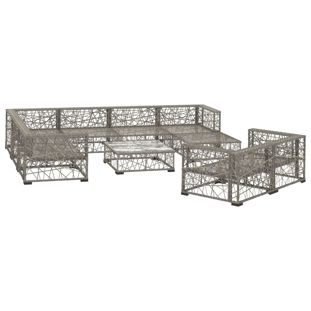 Salon de jardin 10 pcs avec coussins Résine tressée Gris Salons de jardin vidaXL