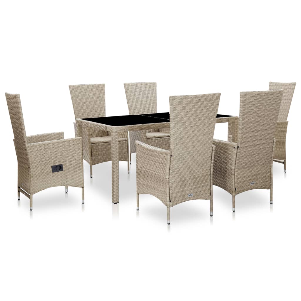 Ensemble à manger d'extérieur 7 pcs coussins Résine tressée - XIOS
