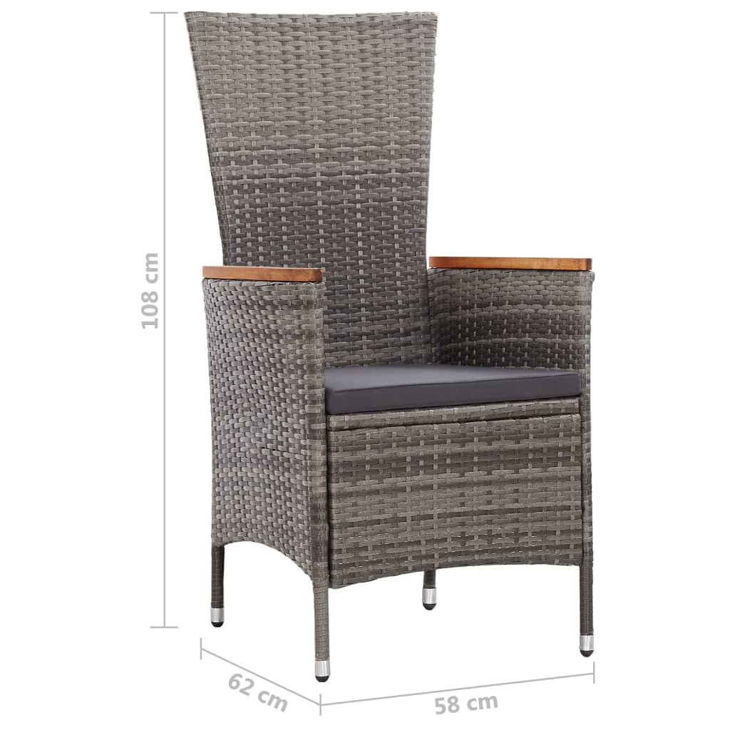 Ensemble à manger d'extérieur 9pcs coussins Résine tressée Gris