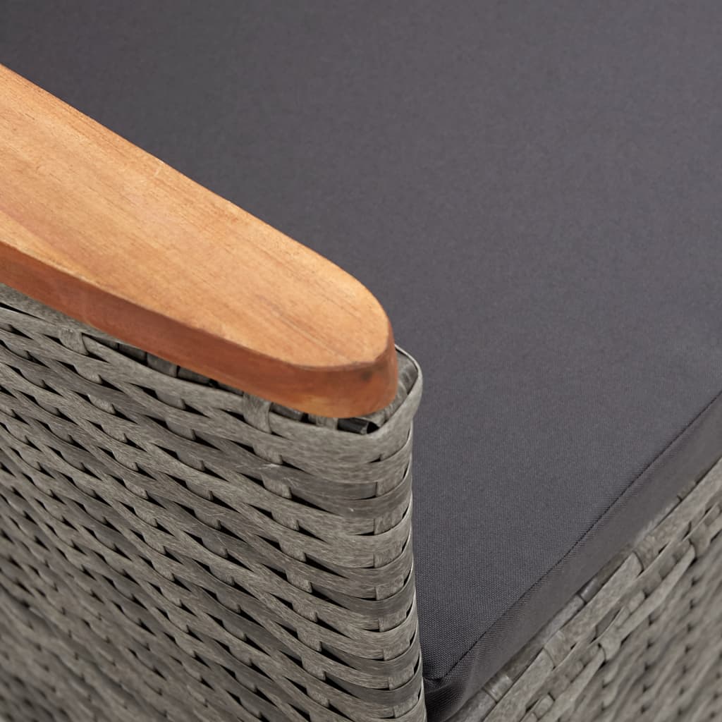 Ensemble à manger d'extérieur 9pcs coussins Résine tressée Gris