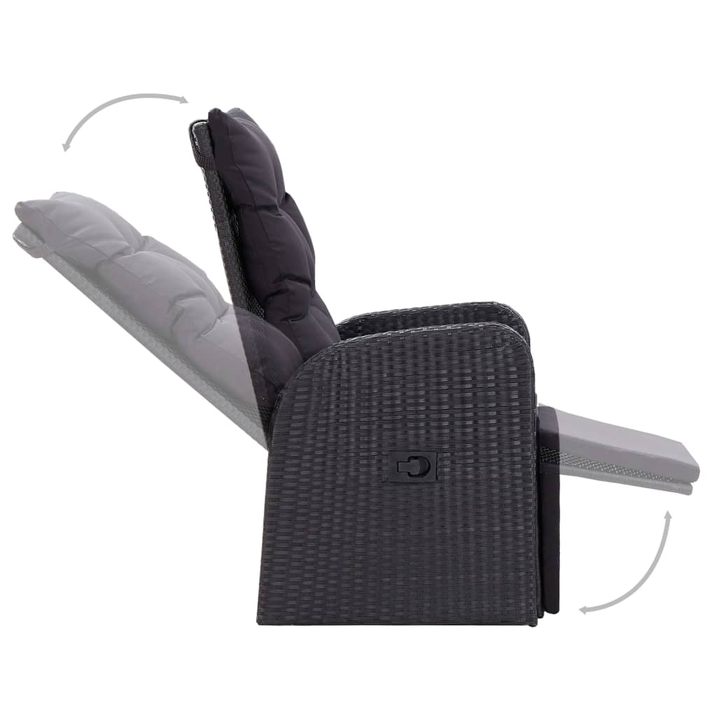 Ensemble de bistro 3 pcs avec coussins Résine tressée Noir - XIOS