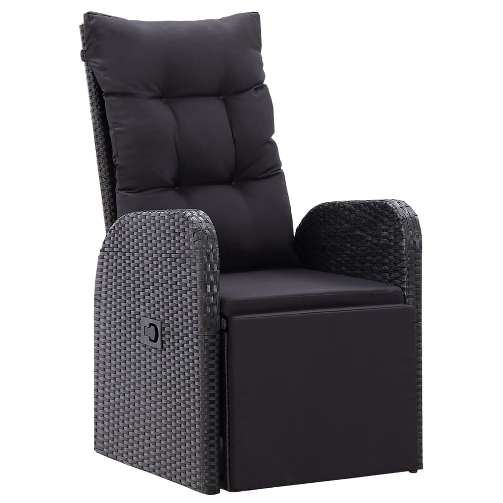 Ensemble de bistro 3 pcs avec coussins Résine tressée Noir - XIOS