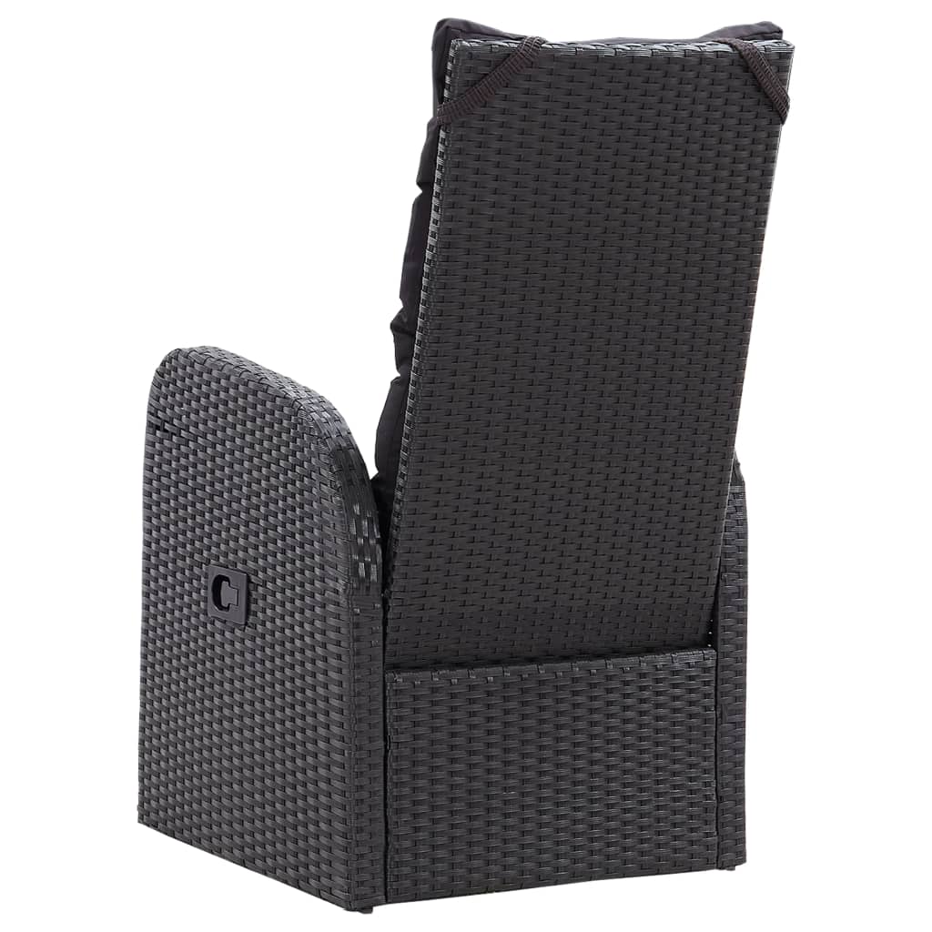 Ensemble de bistro 3 pcs avec coussins Résine tressée Noir - XIOS