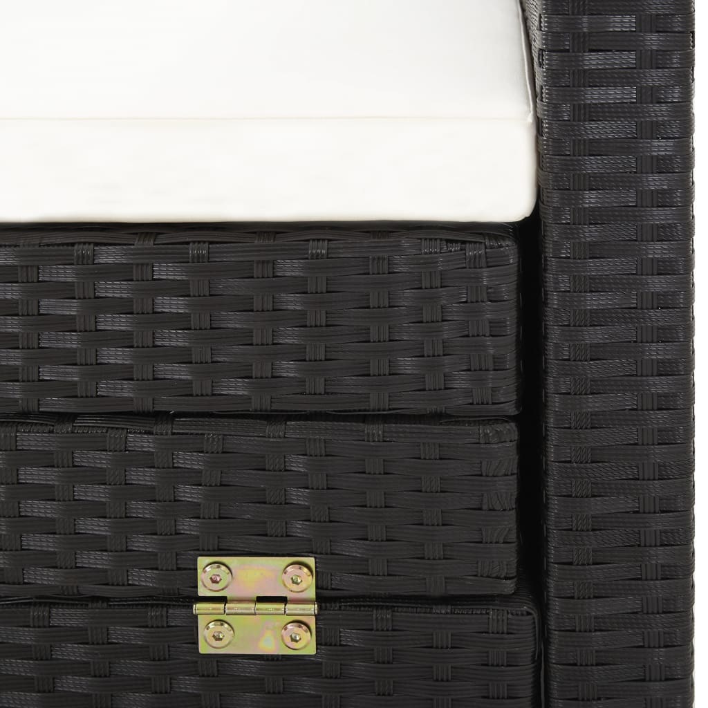 Canapé-lit extensible 3 places avec toit Résine tressée Noir Canapés de jardin vidaXL