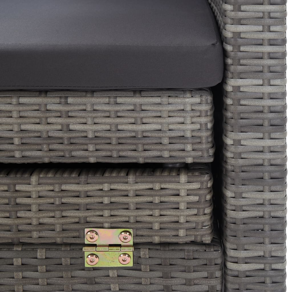 Canapé-lit extensible 3 places avec toit Résine tressée Gris Canapés de jardin vidaXL