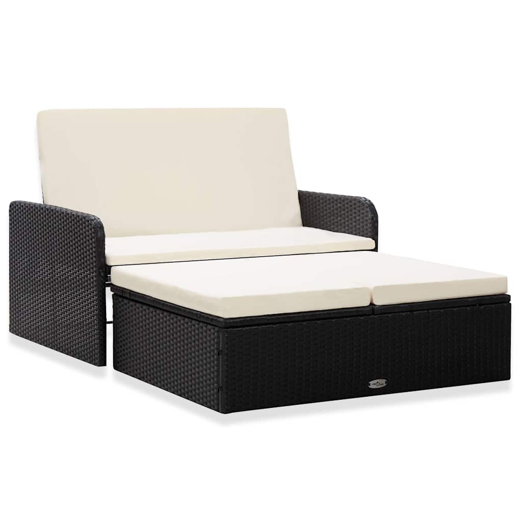 Salon de jardin 2 pcs avec coussins Résine tressée Noir - XIOS