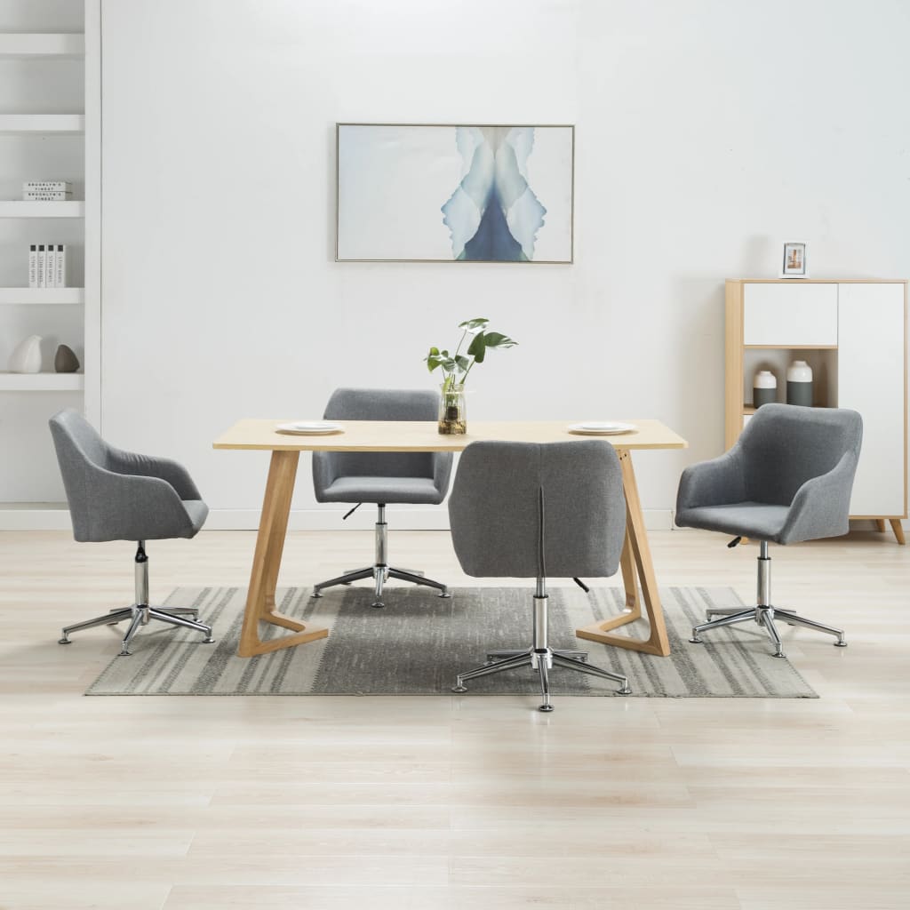 Chaises pivotantes à manger lot de 4 gris clair tissu - XIOS