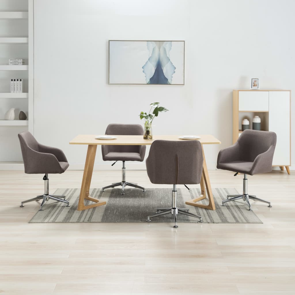 Chaises pivotantes à manger lot de 4 taupe tissu - XIOS