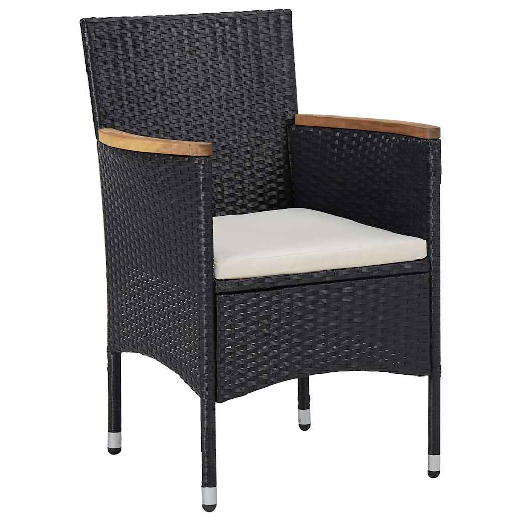 Mobilier d'extérieur 5 pcs Noir Résine tressée et bois d'acacia - XIOS