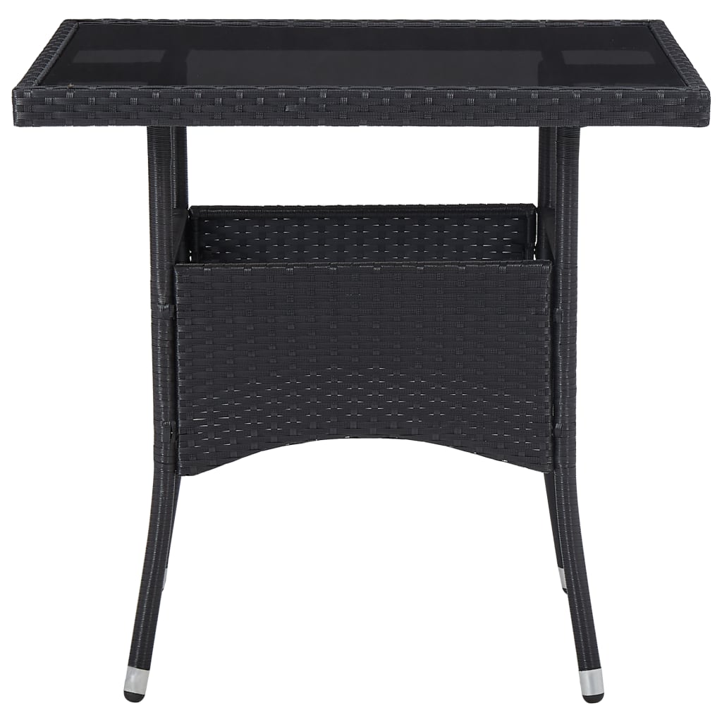 Ensemble à manger d'extérieur 5pcs Noir Résine tressée et verre - XIOS