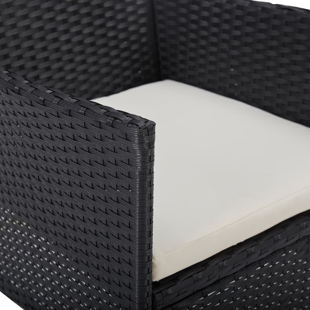 Ensemble à manger d'extérieur 5pcs Noir Résine tressée et verre - XIOS