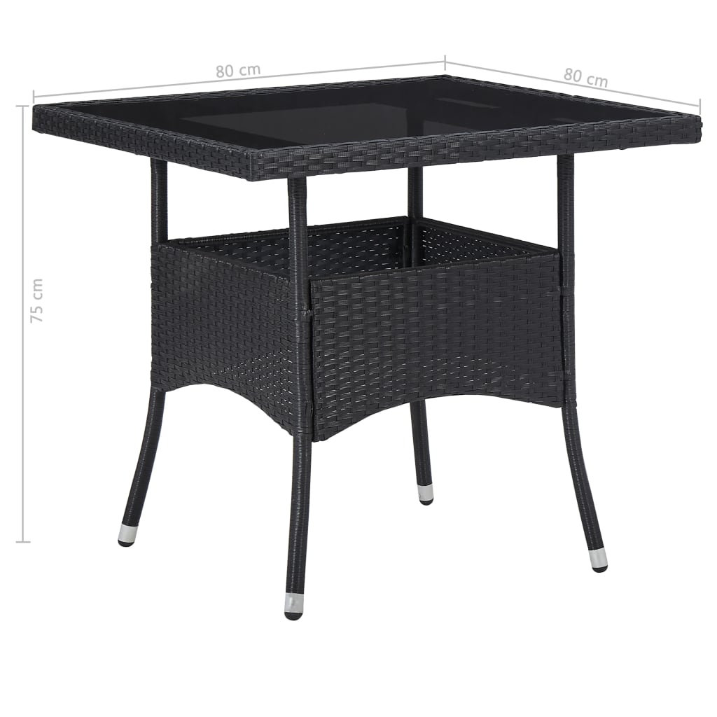 Ensemble à manger d'extérieur 5pcs Noir Résine tressée et verre - XIOS