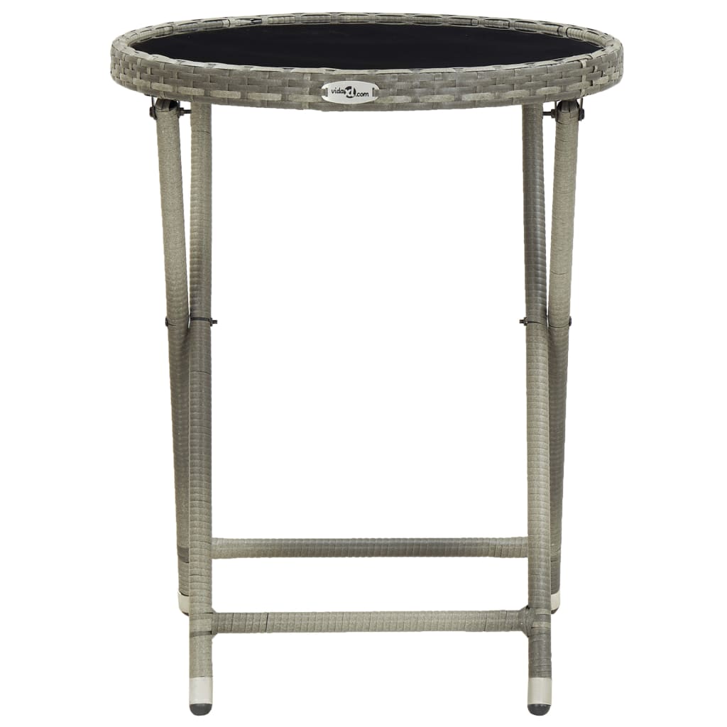 Table à thé Gris 60 cm Résine tressée et verre trempé Tables de jardin vidaXL
