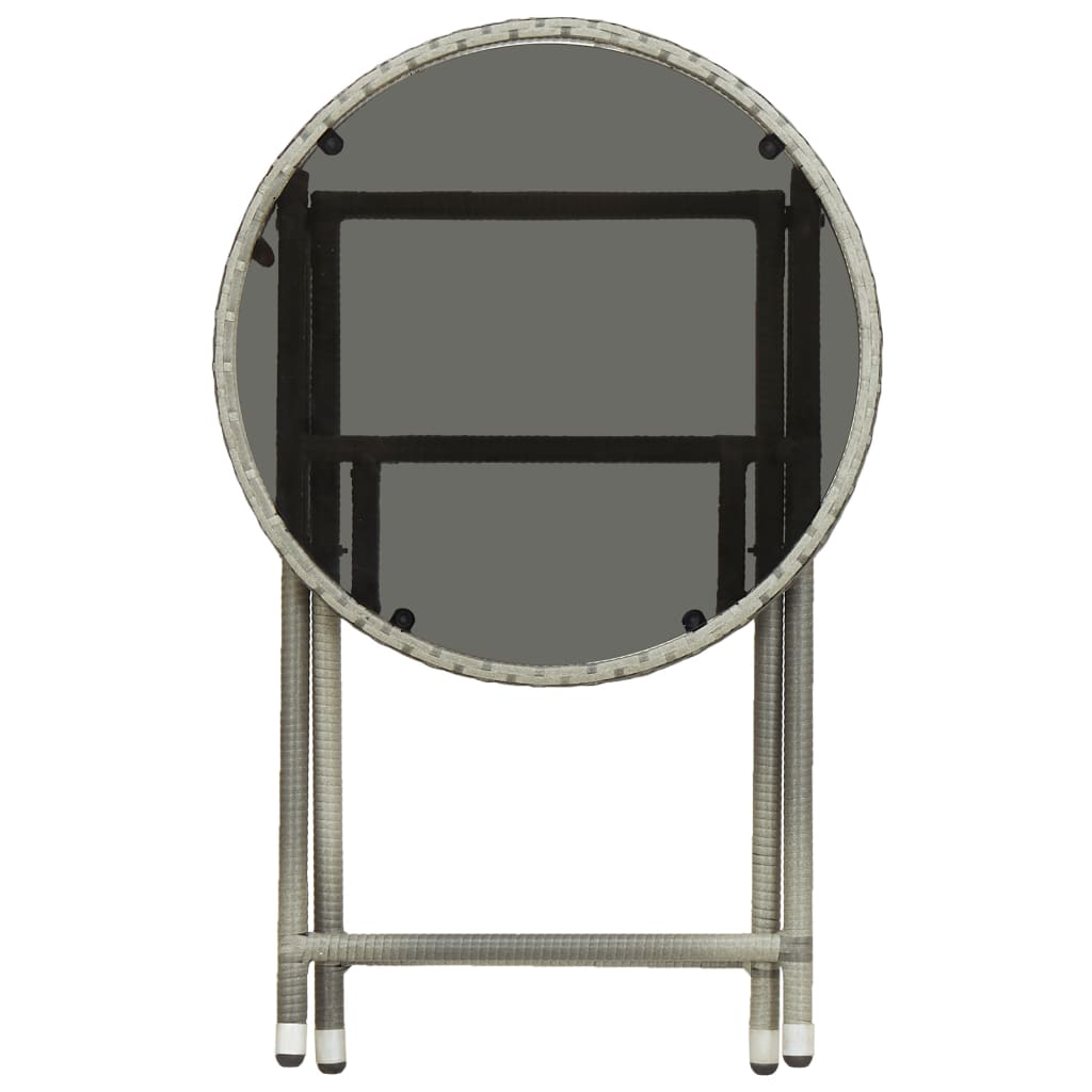 Table à thé Gris 60 cm Résine tressée et verre trempé Tables de jardin vidaXL