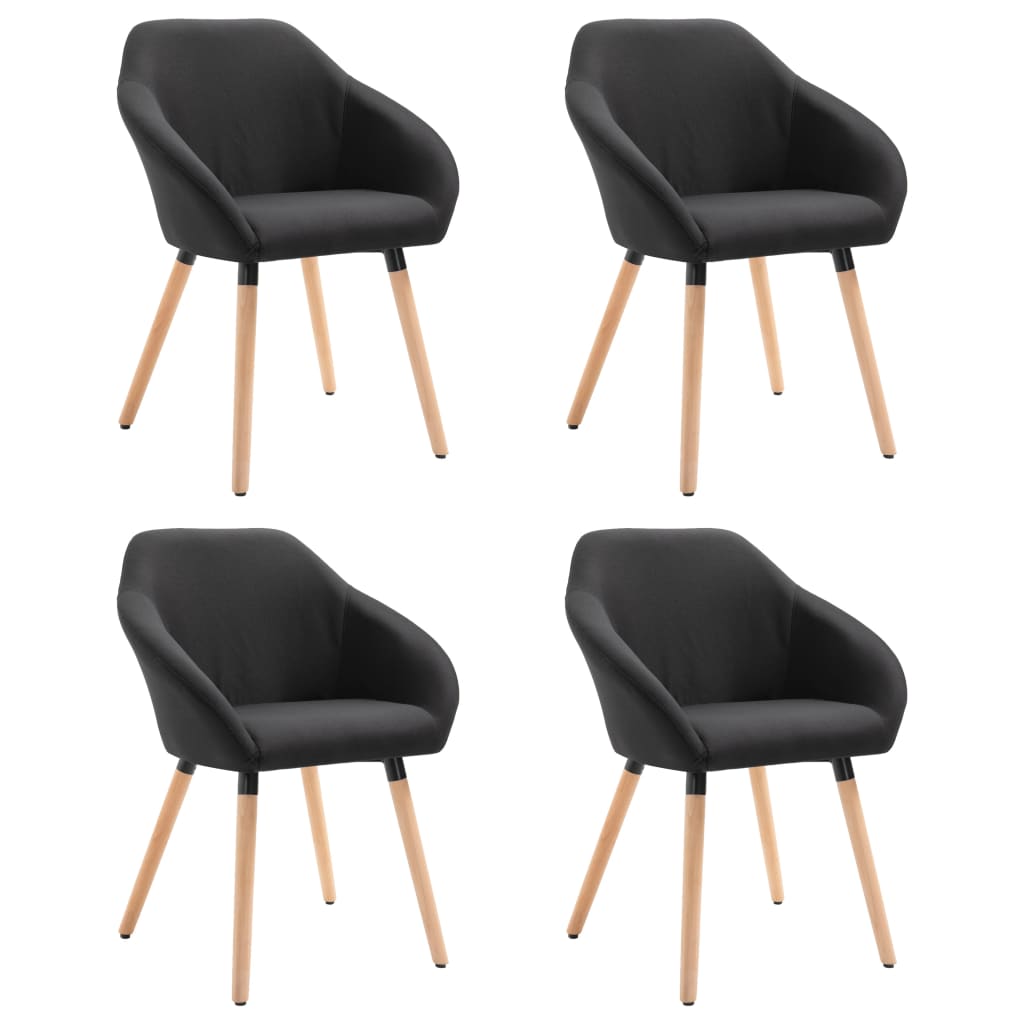 Chaises à manger lot de 4 noir tissu - XIOS