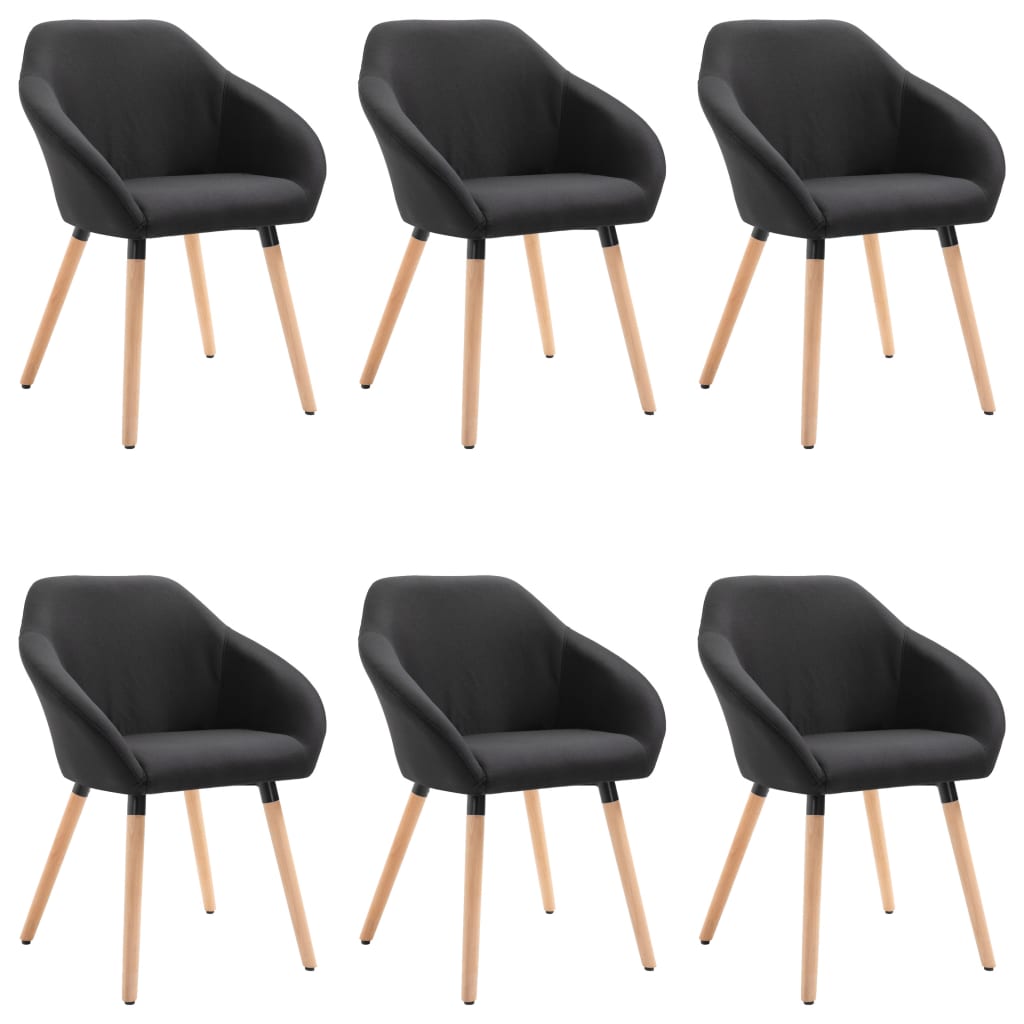Chaises à manger lot de 6 noir tissu - XIOS