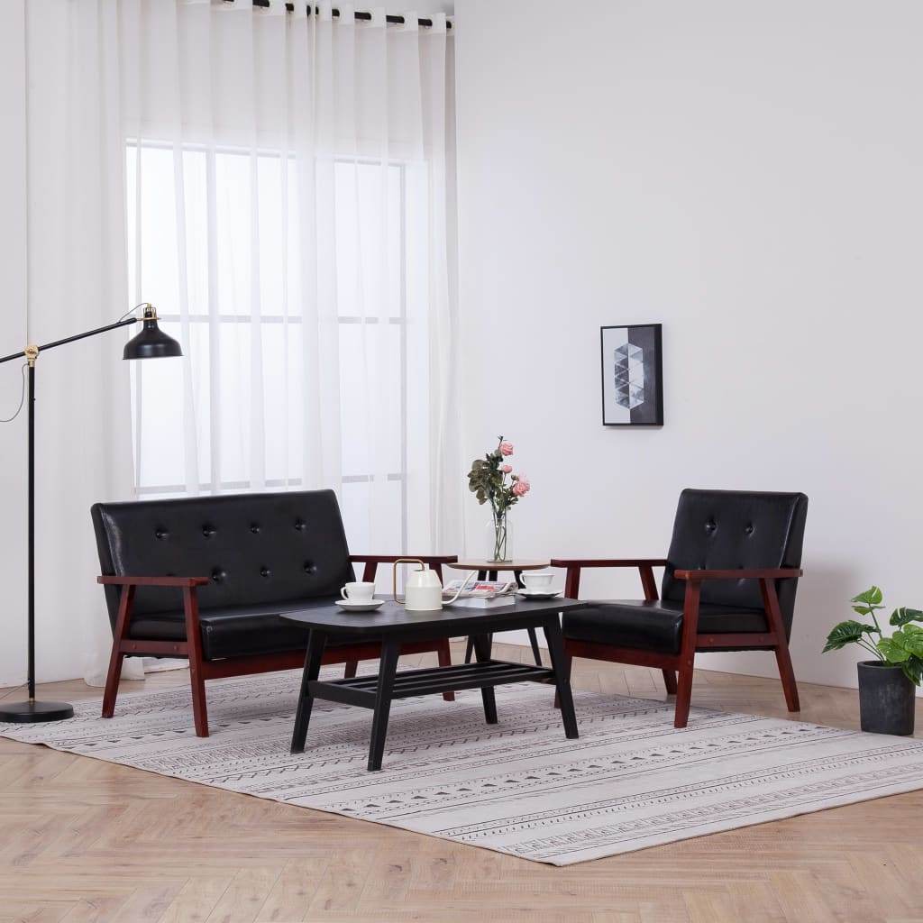 Ensemble de canapés 2 pcs noir similicuir - XIOS
