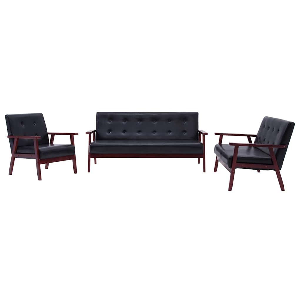 Ensemble de canapés 3 pcs noir similicuir - XIOS