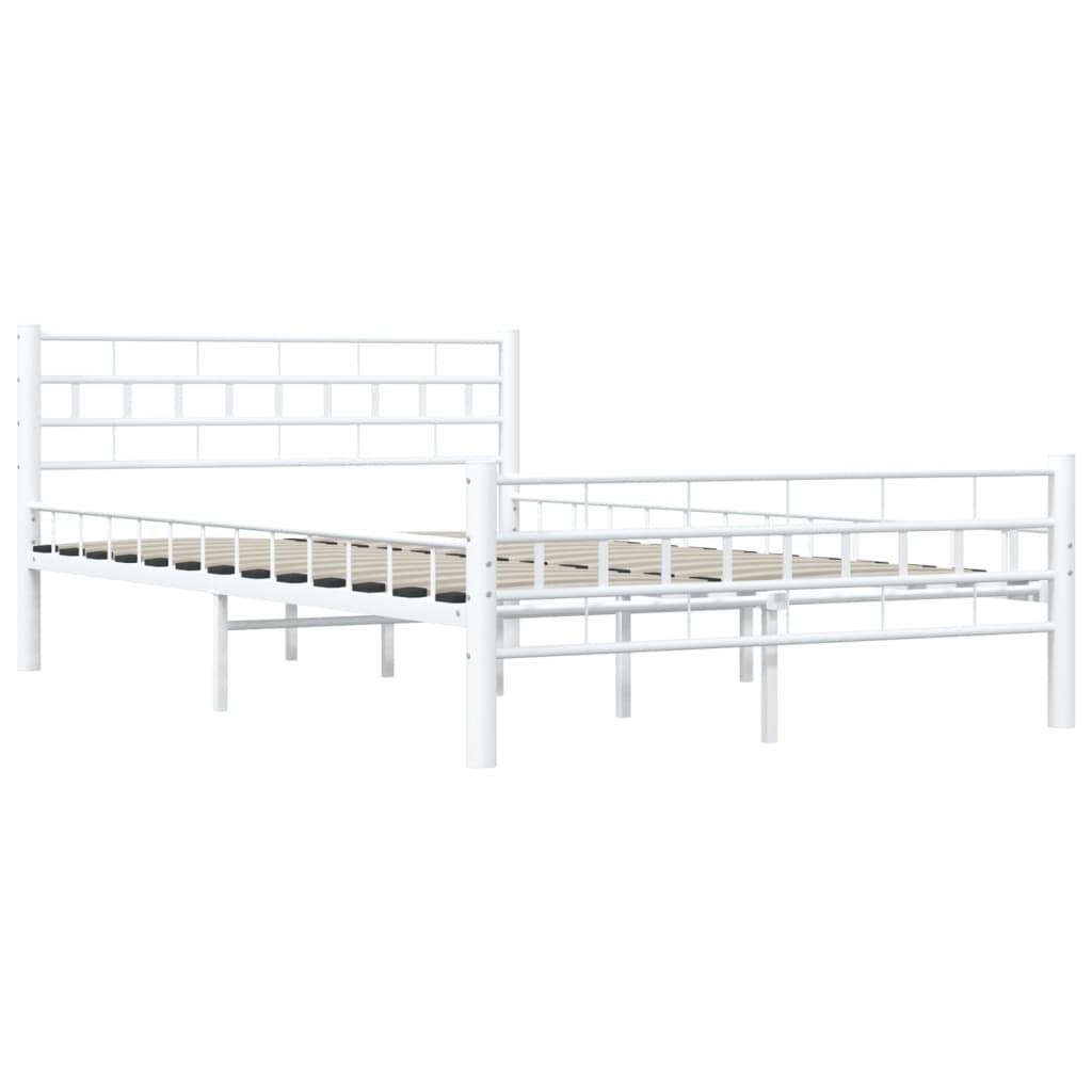 Cadre de lit sans matelas blanc métal 140x200 cm - XIOS