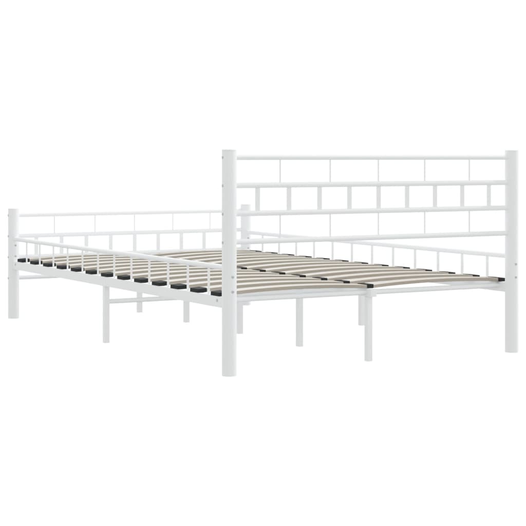 Cadre de lit sans matelas blanc métal 140x200 cm - XIOS