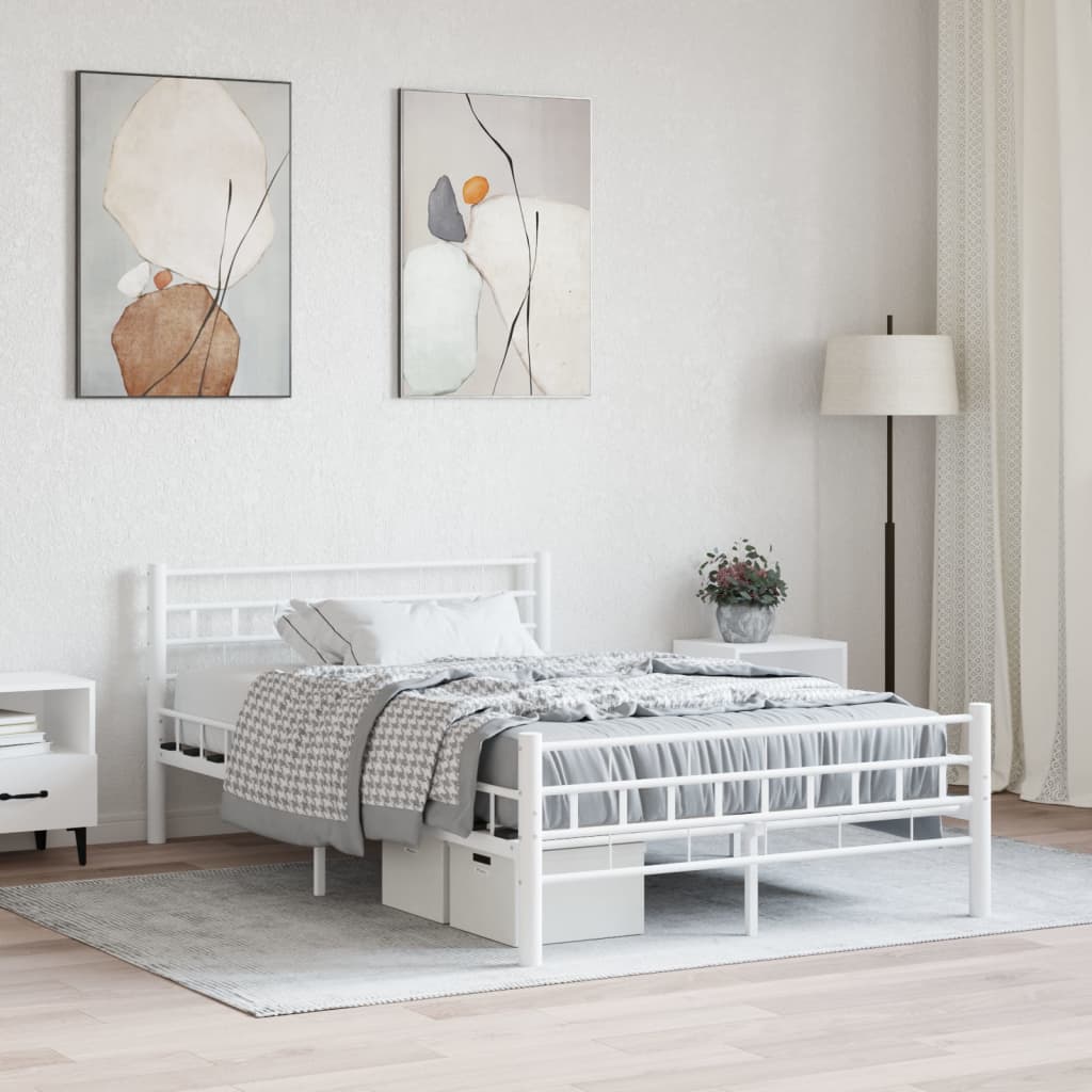 Cadre de lit sans matelas blanc métal 140x200 cm - XIOS