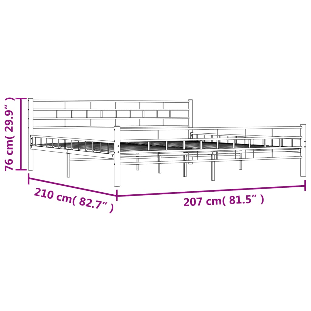 Cadre de lit sans matelas blanc métal 200x200 cm - XIOS