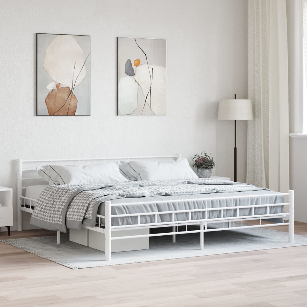 Cadre de lit sans matelas blanc métal 200x200 cm - XIOS