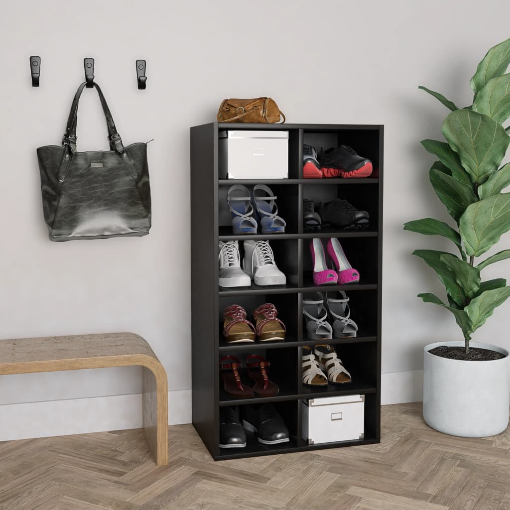 Étagère à chaussures Noir 54x34x100,5 cm Bois d'ingénierie - XIOS