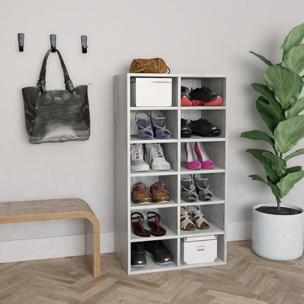 Étagère à chaussures Gris béton 54x34x100,5 cm Bois ingénierie - XIOS