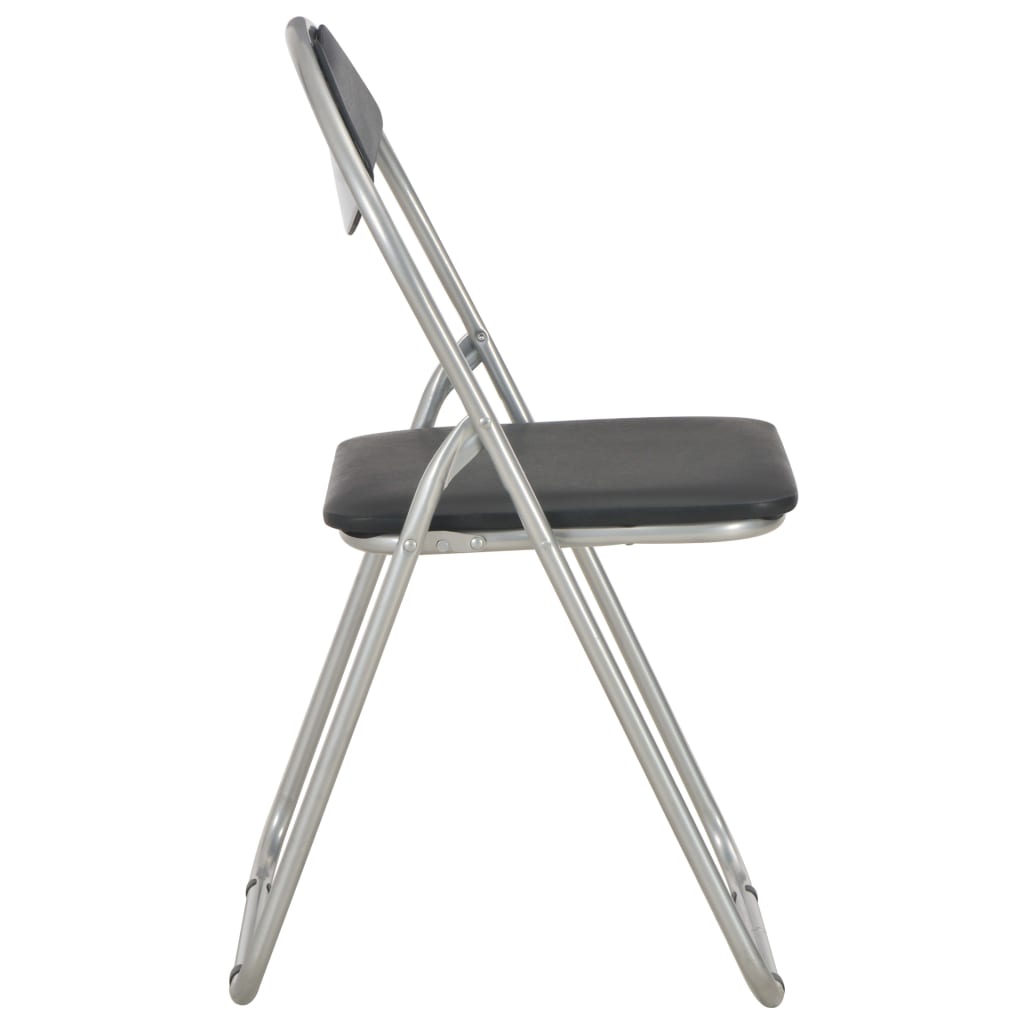 Chaises pliantes à manger lot de 6 noir similicuir