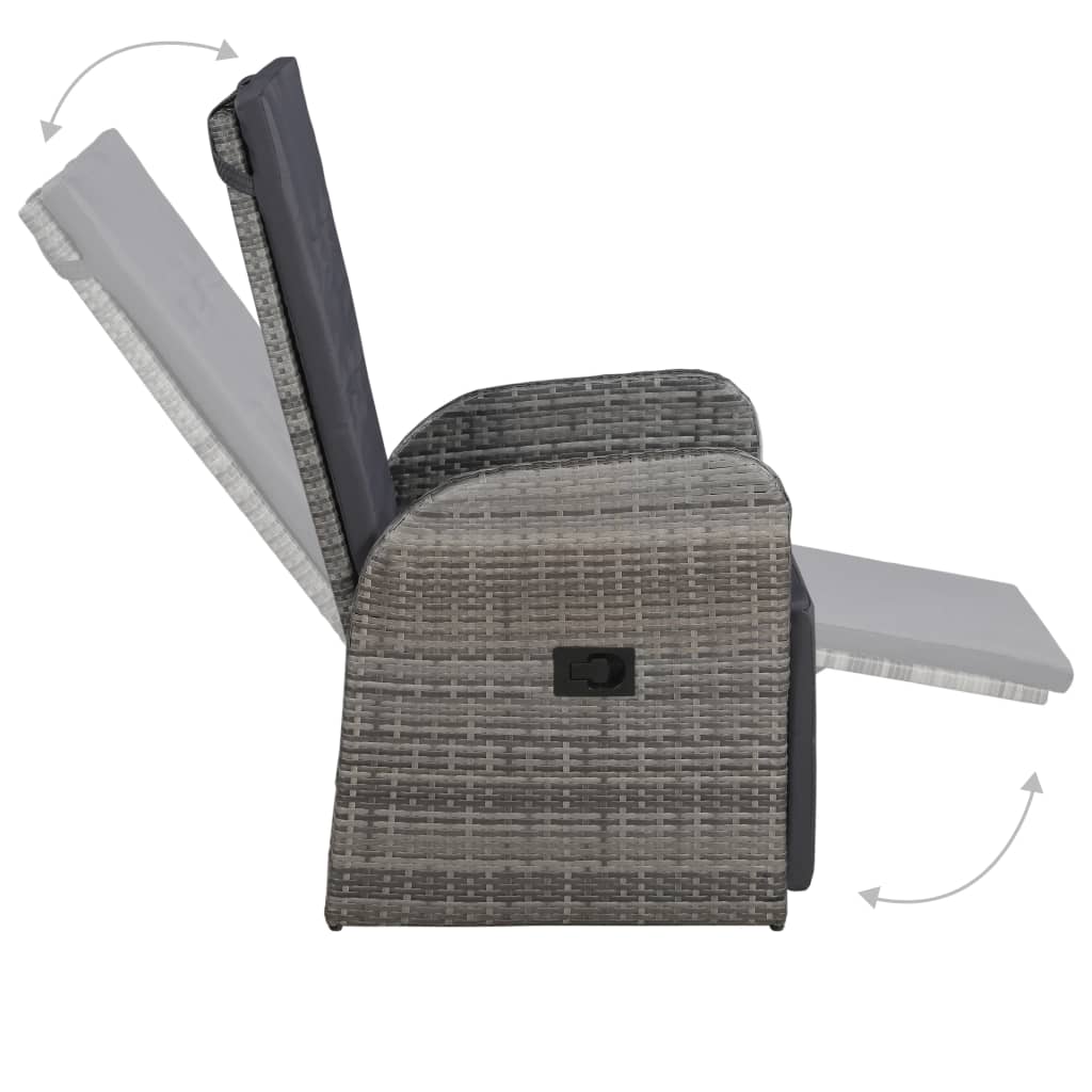 Ensemble de bistro 3 pcs avec coussins Résine tressée Gris - XIOS
