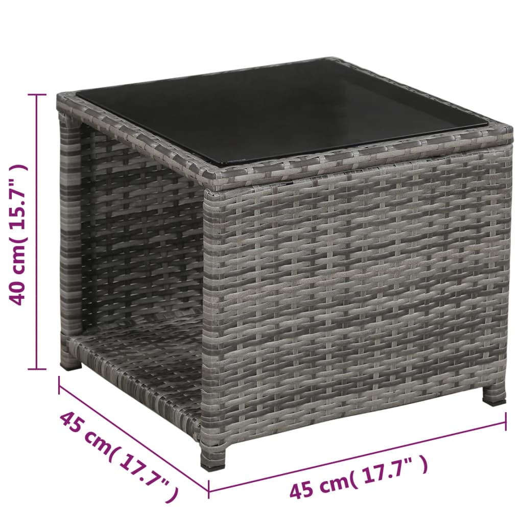 Ensemble de bistro 3 pcs avec coussins Résine tressée Gris - XIOS