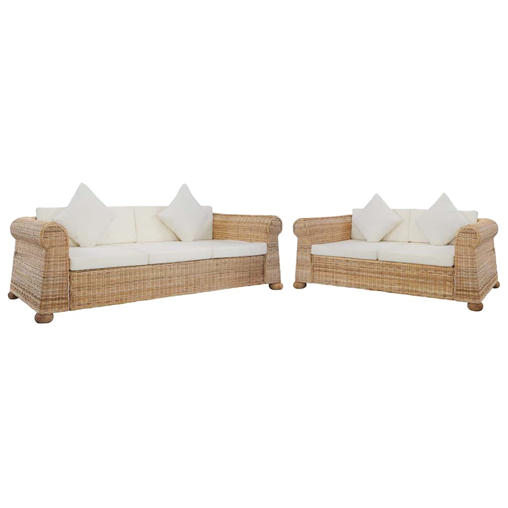 Ensemble de canapés 2 pcs avec coussins Rotin naturel - XIOS